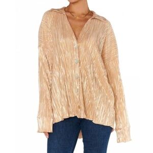 Show Me Your Mumu Everywhere Top in Gold Pleat